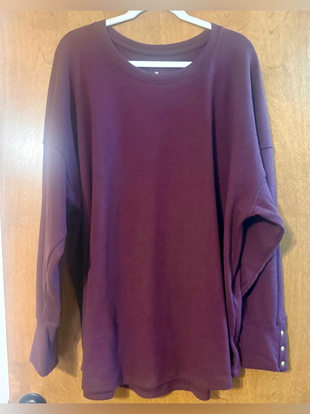 Sonoma Women's Plus Ribbed Long Sleeve Top in Deep Plum